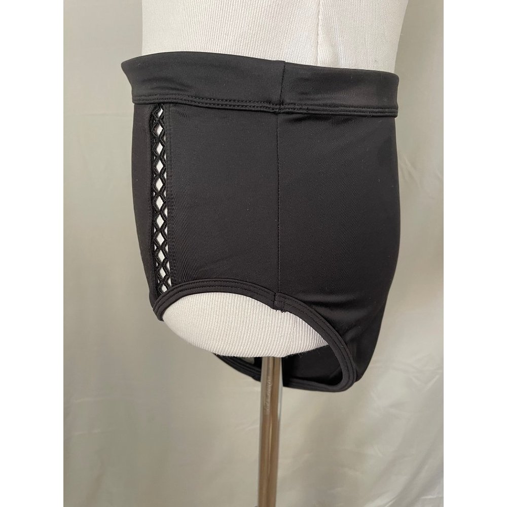 Beach Betty Black Open Zig Zag Design Front High Waist Front Bikini Bottoms - Picture 4 of 9